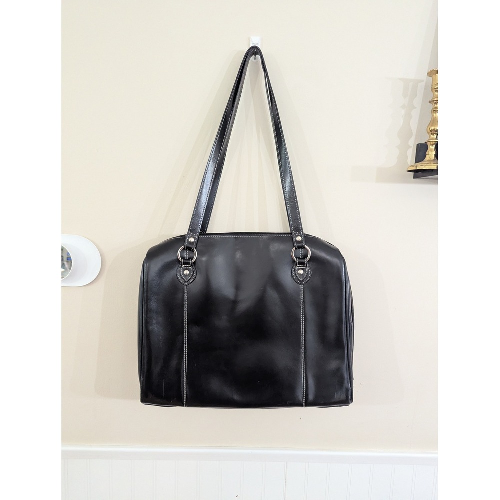 McKlein Laptop Briefcase Black Leather Structured Tote Large Y2K Style Career